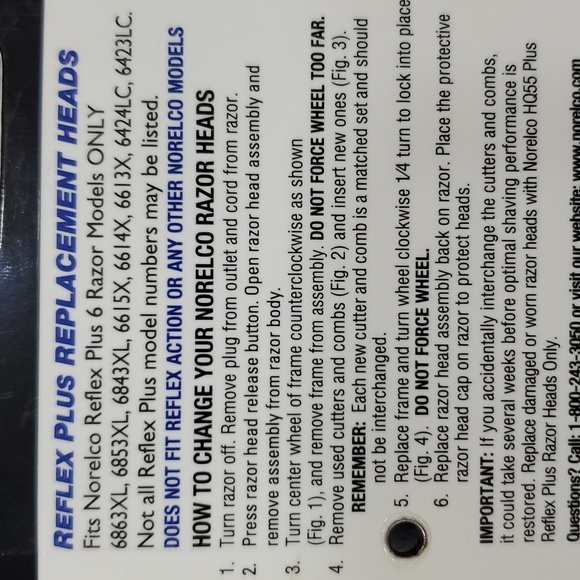 Norelco Reflex Plus 6 replacement heads for Reflex Plus 6 razor models only - Picture 3 of 4
